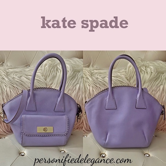 Kate Spade Palm Springs Maggie Lavender Scalloped Leather Medium Satchel - Picture 1 of 16
